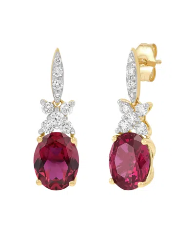 Grown With Love Lab-grown Ruby (4-1/5 Ct. T.w.) & Lab-grown Diamond (1/2 Ct. T.w.) Drop Earrings In 14k Yellow Gold
