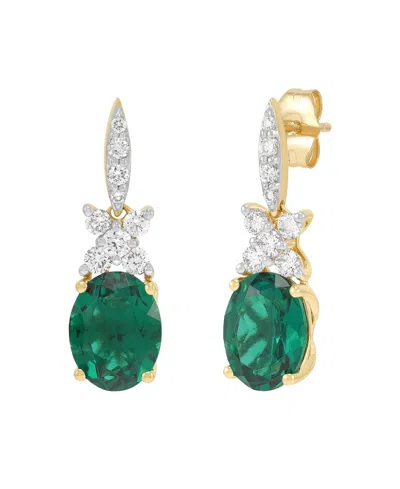 Grown With Love Lab-grown Ruby (4-1/5 Ct. T.w.) & Lab-grown Diamond (1/2 Ct. T.w.) Drop Earrings In 14k Yellow Gold In Lab-grown Emerald
