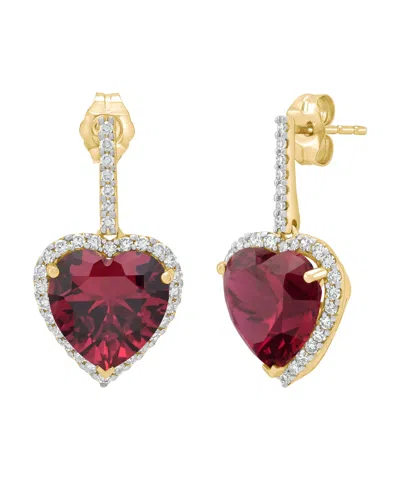 Grown With Love Lab-grown Ruby (8-9/10 Ct. T.w.) & Lab-grown Diamond (1/2 Ct. T.w.) Drop Earrings In 14k Yellow Gold