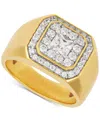 Grown With Love Men's Lab Grown Diamond Princess & Round Halo Ring (1-1/2 Ct. T.w.) In 10k Gold In Gold