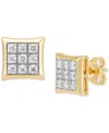 Grown With Love Men's Lab Grown Diamond Square Cluster Stud Earrings (1/2 Ct. T.w.) In 10k Gold In Gold