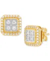 Grown With Love Men's Lab Grown Diamond Square Halo Cluster Stud Earrings (1/2 Ct. T.w.) In 10k Gold In Gold