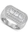 Grown With Love Men's Lab Grown Diamond Three Stone Halo Ring (2 Ct. T.w.) In 10k White Gold In White Gold