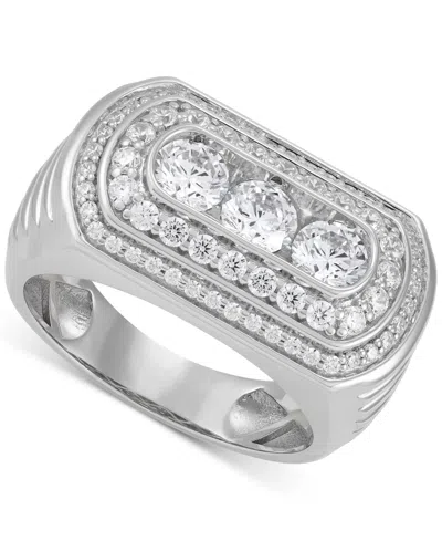 Grown With Love Men's Lab Grown Diamond Three Stone Halo Ring (2 Ct. T.w.) In 10k White Gold