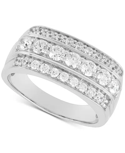 Grown With Love Men's Lab Grown Diamond Triple Row Ring (1-1/2 Ct. T.w.) In 10k Gold In White Gold