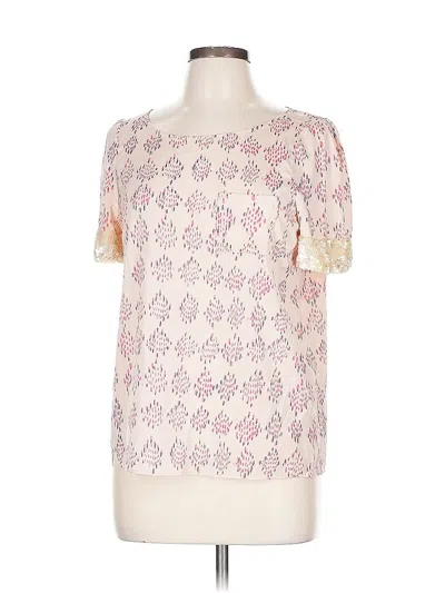 Pre-owned Gryphon New York Short Sleeve Silk Top Pink Square Neckline Tops