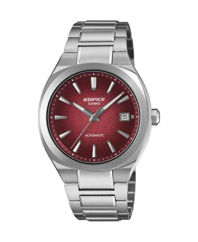 G-shock Edifice Men's Silver Stainless Steel Automatic Watch 38mm In Burgundy