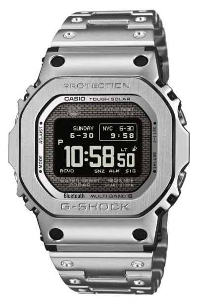 G-shock Full Metal 5000 Series Solar Digital Bluetooth Bracelet Watch, 49.3mm × 43.6mm In Silver