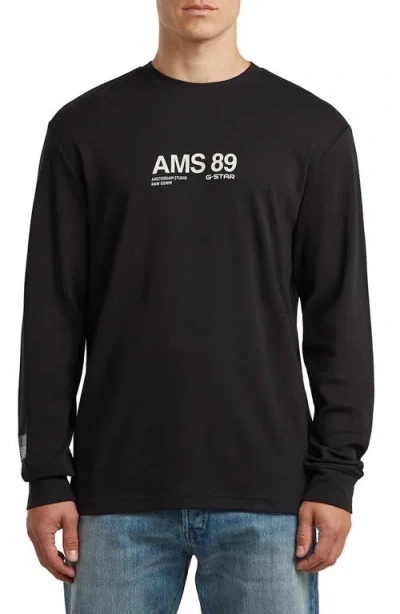 G-star Ams 89 Logo Graphic Long Sleeve T-shirt In Black