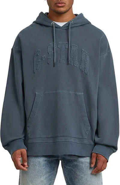 G-star Appliqué Logo Hoodie In Blue
