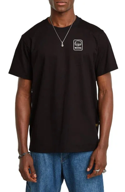 G-star Back Gr Loose Organic Cotton Graphic T-shirt In Black