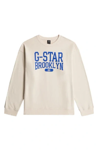 G-star Colletiate Relaxed Fit Organic Cotton French Terry Crewneck Sweatshirt In Neutral