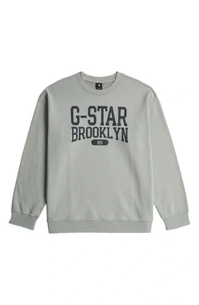 G-star Colletiate Relaxed Fit Organic Cotton French Terry Crewneck Sweatshirt In Gray