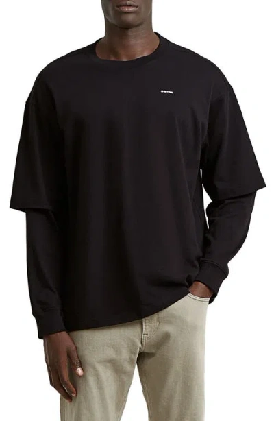 G-star Double Sleeve Relaxed Organic Cotton T-shirt In Orange