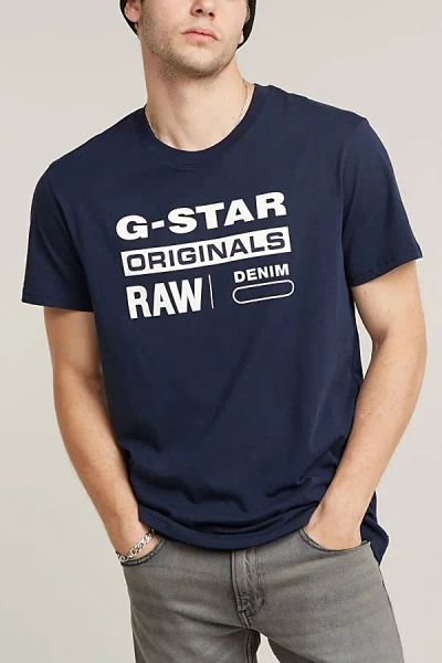 G-star Graphic 8 T-shirt Top In Sartho Blue, Men's At Urban Outfitters