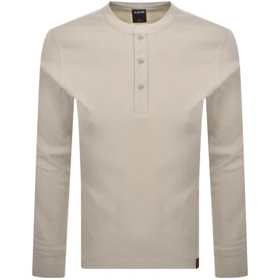 G-star Henley Long Sleeve T Shirt Beige In Neutral