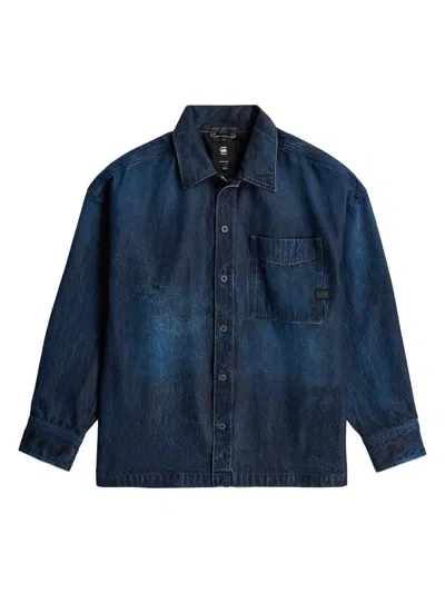 G-star Men's Denim Boxy-fit Overshirt In Blue