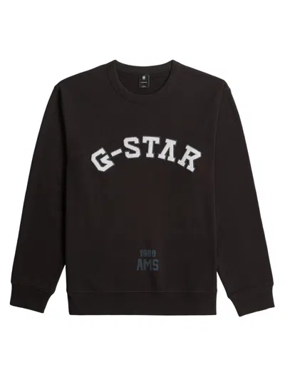 G-star Men's Logo Cotton Relaxed-fit Sweater In Black