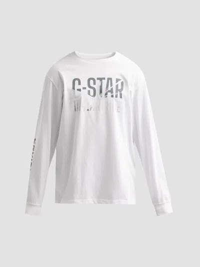 G-star Men's Photo Print Relaxed Long-sleeve T-shirt In White