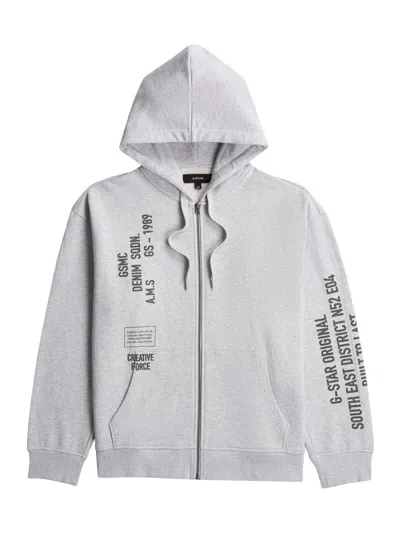G-star Men's Stencil Relaxed-fit Zip-front Hoodie In Gray