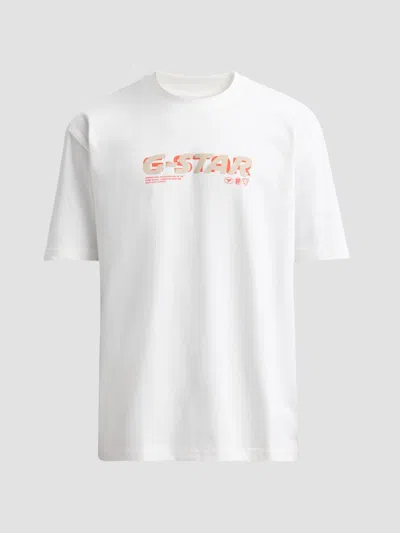 G-star Men's Two Way Logo Crewneck T-shirt In White