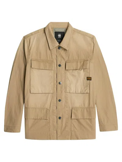G-star Men's Utility Cotton Overshirt In Brown
