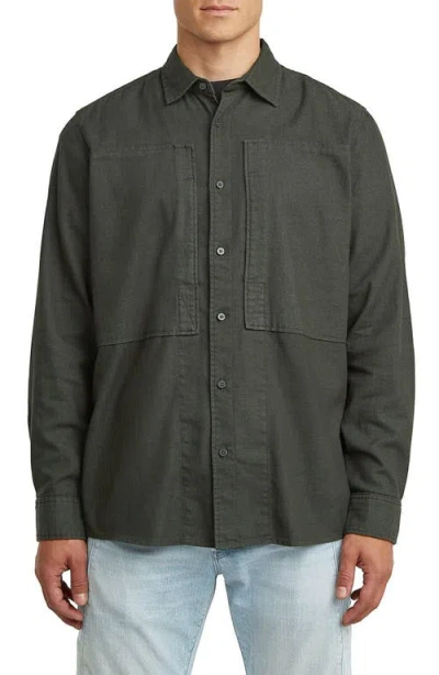 G-star Paneled Cotton Blend Button-up Shirt In Green