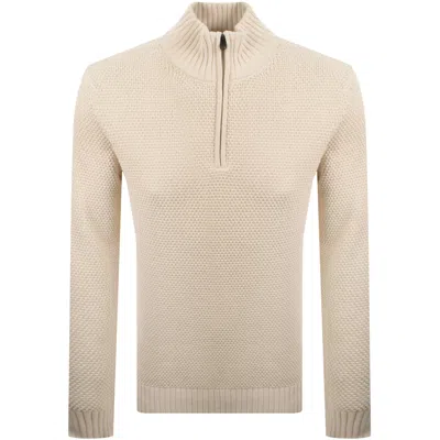 G-star Quarter Zip Knit Jumper Cream In Neutral