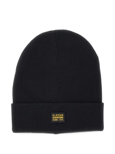 G-star Raw Effo Long Logo-patch Beanie Hat In Black