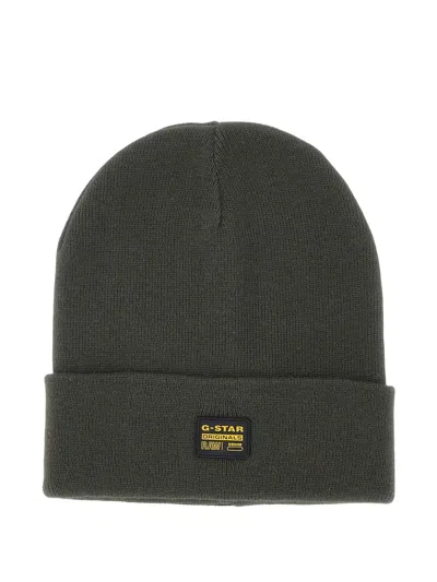 G-star Raw Effo Long Logo-patch Beanie Hat In Green