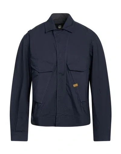 G-star Raw Man Jacket Navy Size Xl Cotton, Recycled Cotton In Blue