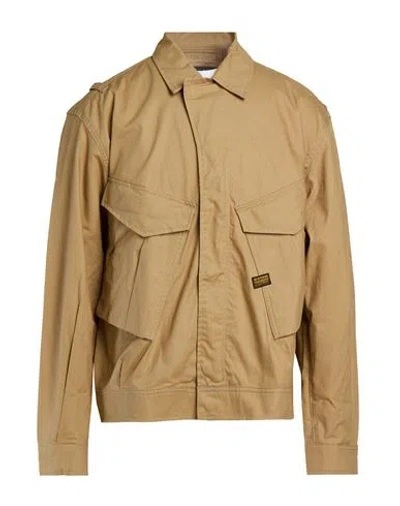 G-star Raw Man Jacket Sand Size Xl Cotton, Recycled Cotton In Brown