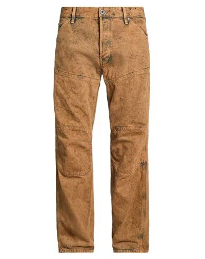 G-star Raw Man Jeans Camel Size 29w-30l Cotton, Recycled Cotton In Beige