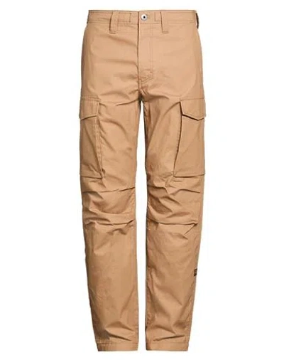 G-star Raw Man Pants Camel Size 36w-32l Cotton, Recycled Cotton In Beige