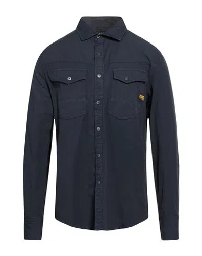 G-star Raw Man Shirt Charcoal Size Xxl Cotton, Recycled Cotton In Blue