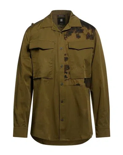 G-star Raw Man Shirt Khaki Size M Cotton In Green