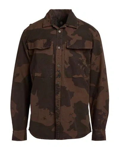 G-star Raw Man Shirt Military Green Size Xl Recycled Cotton, Cotton In Brown