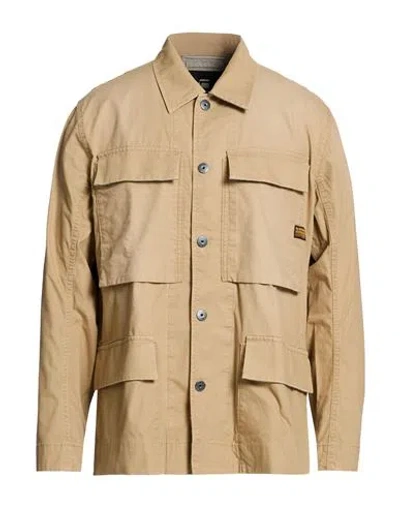 G-star Raw Man Shirt Sand Size Xl Cotton, Recycled Cotton In Brown