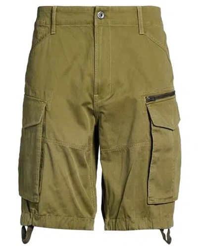 G-star Raw Man Shorts & Bermuda Shorts Military Green Size 32 Cotton, Elastane