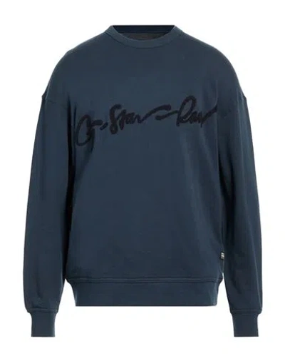 G-star Raw Man Sweatshirt Navy Size S Organic Cotton In Blue