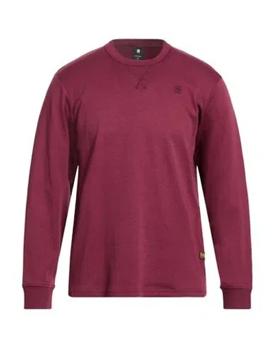 G-star Raw Man T-shirt Burgundy Size Xl Organic Cotton In Purple