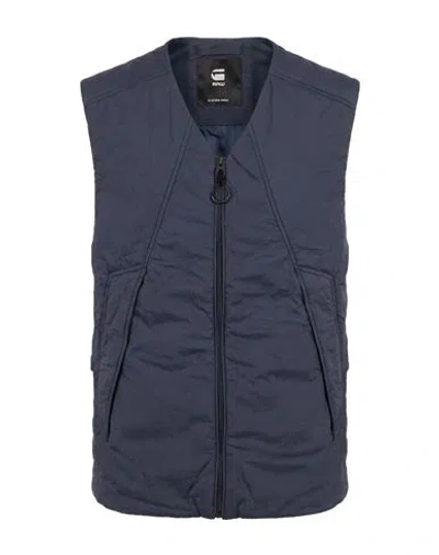 G-star Raw Man Vest Navy Size S Recycled Polyamide In Blue