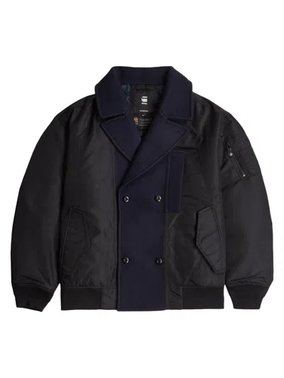G-star Raw Men's Paneled Double-breasted Peacoat In Black