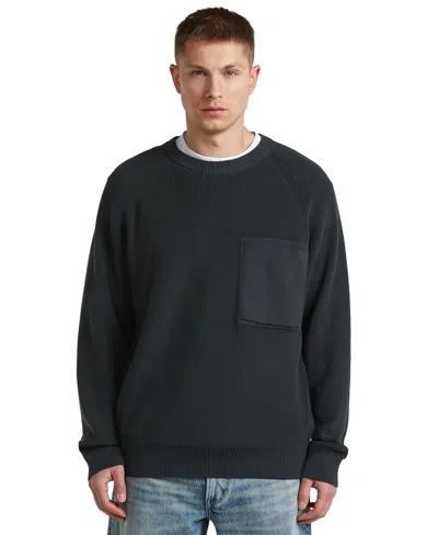 G-star Raw Men's Raglan Rib Pocket Knit Crewneck Regular-fit Sweater In Black