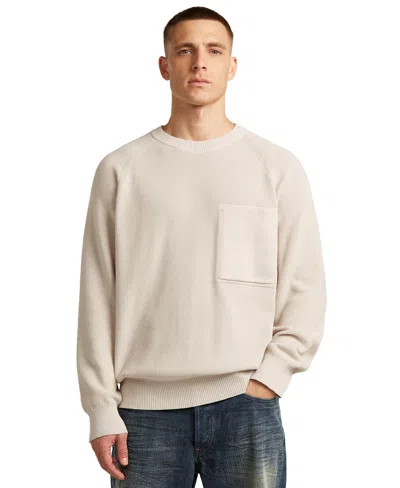 G-star Raw Men's Raglan Rib Pocket Knit Crewneck Regular-fit Sweater In Neutral