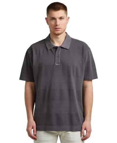 G-star Raw Men's Washed Jacquard Relaxed-fit Polo Shirt In Gray