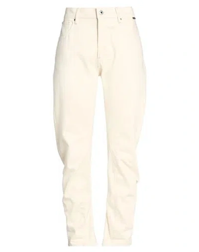 G-star Raw Woman Jeans Ivory Size 26w-32l Recycled Cotton, Organic Cotton In White