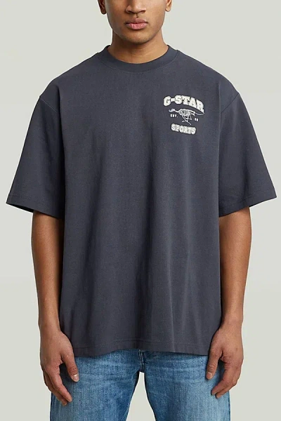 G-star Running Dog Boxy T-shirt Top In India Ink, Men's At Urban Outfitters In Blue