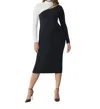 Gstq Downtown Colorblock Cutout Long Sleeve Body-con Dress In Multi
