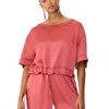 Gstq Satin Ribbon Top In Cassis In Red